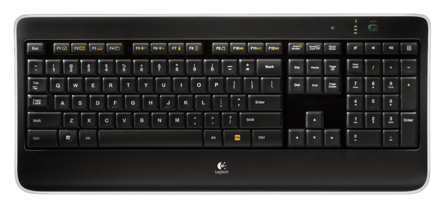 logitech k800 wireless illuminated keyboard top